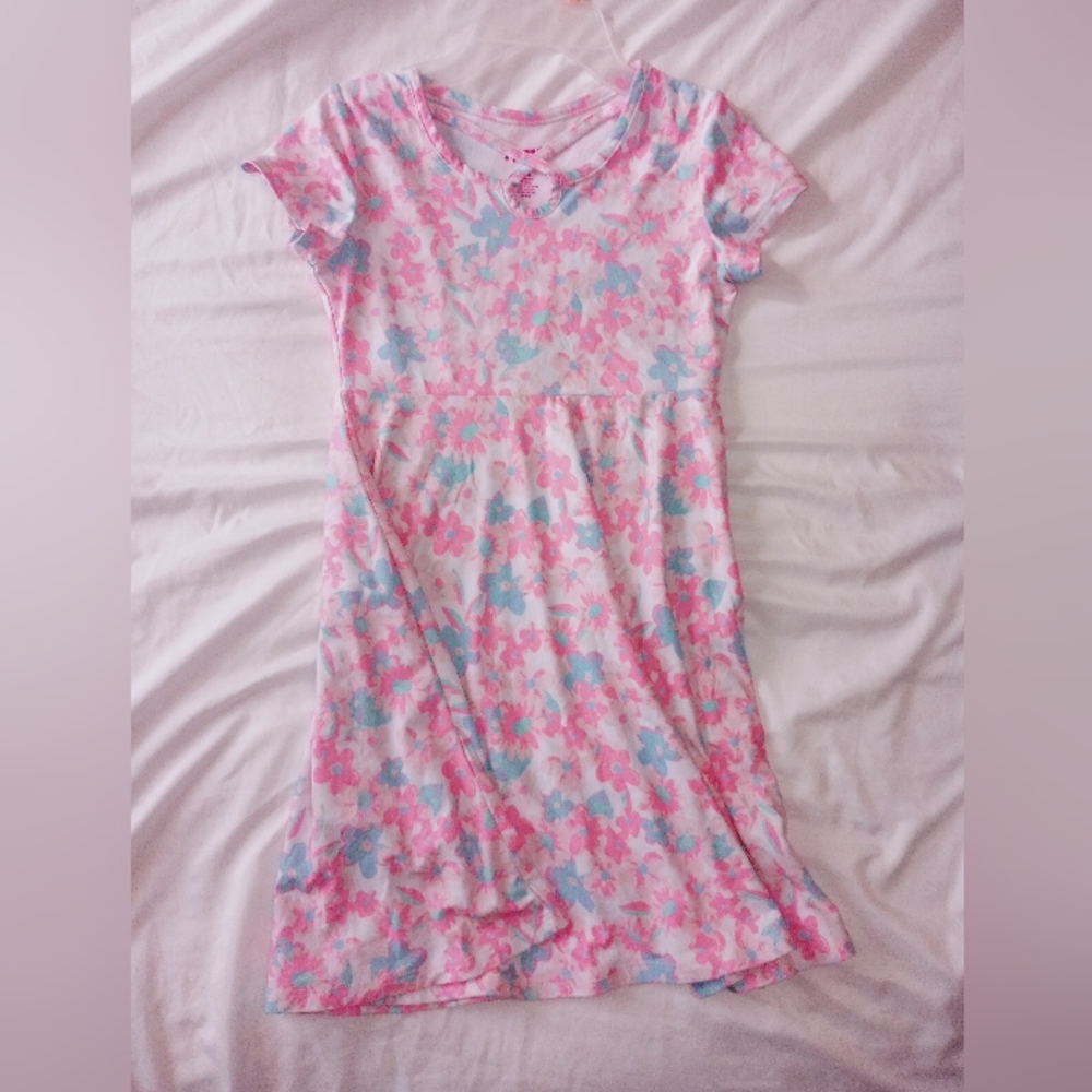 Pink and Blue Floral Dress